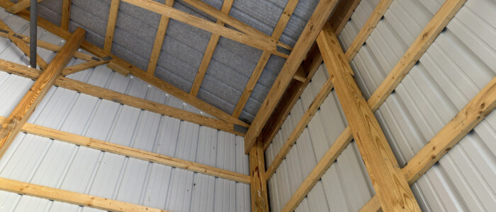 The interior of a newly built pole barn